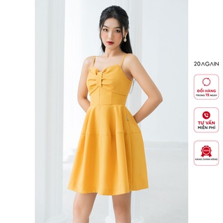 Đầm xòe công sở 20again váy xoè xếp nơ ngực dew0890