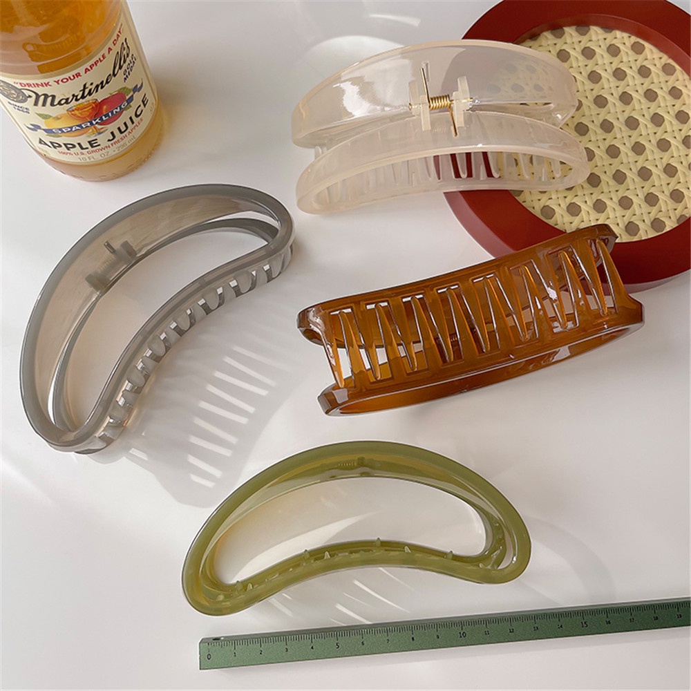 Kẹp Tóc Hình Bán Nguyệt 13cm Màu Thạch Ngọt Ngào Phong Cách Hàn Quốc trâm cài tóc