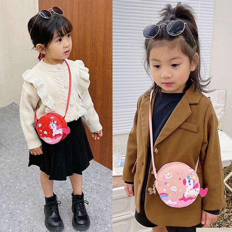 Túi đeo chéo da PU mini in họa tiết hoạt hình dễ thương cho bé gái