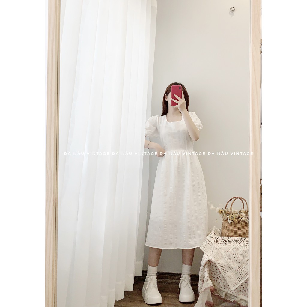 váy, đầm babydoll trắng tay bồng tiểu thư phong cách ulzzang phù hợp chụp ảnh kỉ yếu, đi chơi (ảnh thật, hàng sẵn)