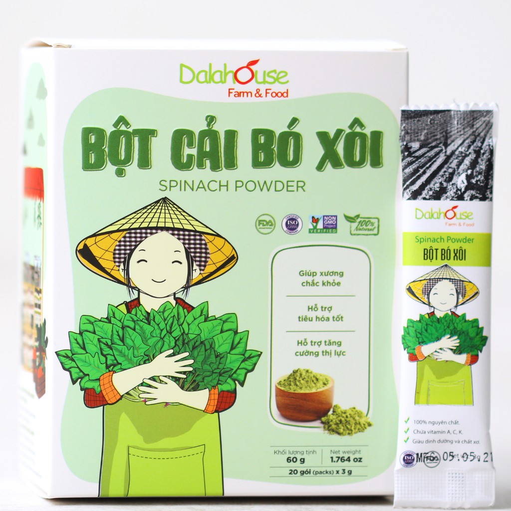 Bột Cải Bó Xôi Hữu Cơ Sấy Lạnh Dalahouse 3g