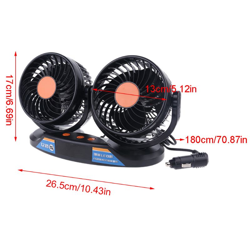Quạt Làm Mát Kép Xoay 360 Độ Gắn Ghế Trước / Sau Xe Hơi Vào Mùa Hè