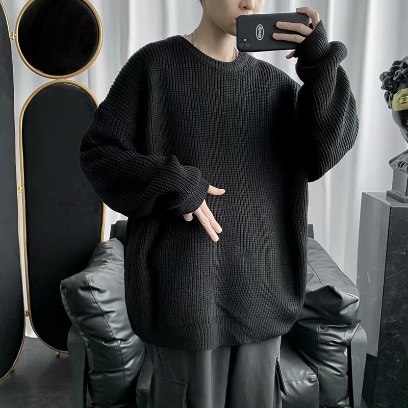 Áo sweater tay dài cổ tròn màu sắc đơn giản phong cách Hàn Quốc thời trang năng động cho nam