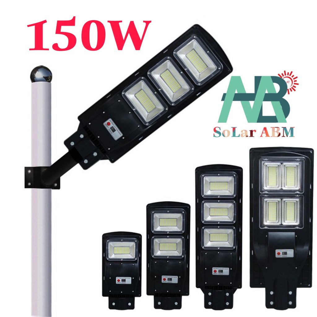 150W Đèn Đường Tấm Pin Liền Thể Năng Lượng Mặt Trời , Cảm Biến Chuyển Động , IP67 Chống Nước , mã : ABM-HX21150A