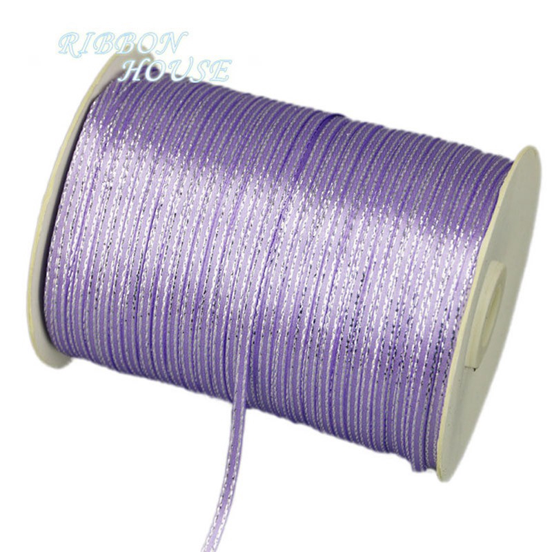 Cuộn dây ruy băng màu bạc viền bạc 1/8'' (3mm) dài 40m