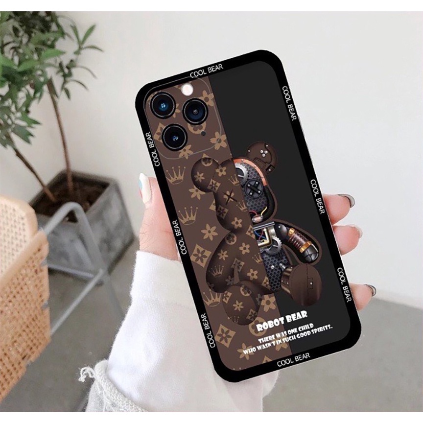 Ốp lưng iphone hình gấu cool bear cạnh vuông viền vuông bảo vệ camera 7plus/8plus/x/xs/xsmax/11/12/13/pro/promax