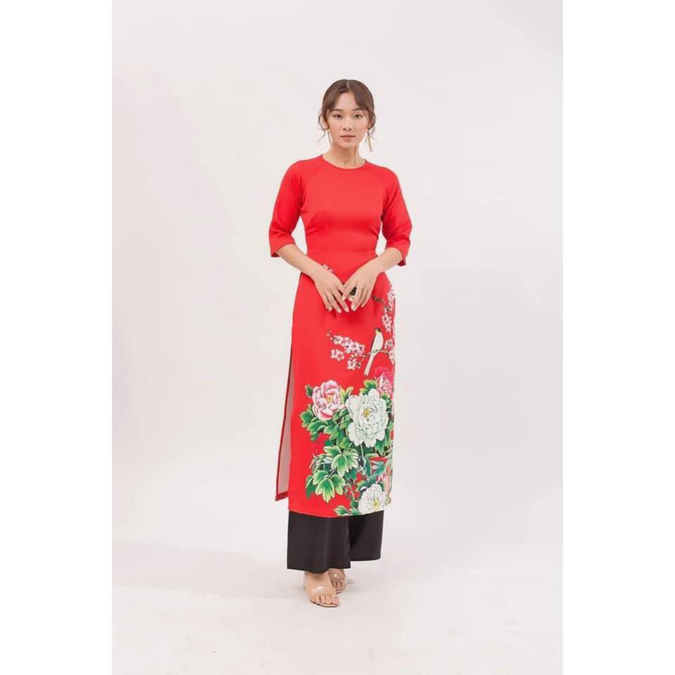 Áo Dài Cách Tân Màu Đỏ, Áo Dài Nữ Cổ Tròn Tay Lở Họa Tiết Hoa Trạng Nguyên Thời Trang Cho Phái Đẹp. | BigBuy360 - bigbuy360.vn