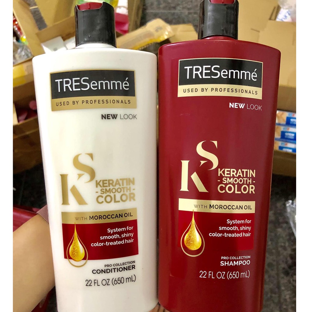 Bộ sản phẩm Tresemme Keratin Smooth tinh dầu Argan và Keratin vào nếp suôn mượt (gội 340g + xả 340g)