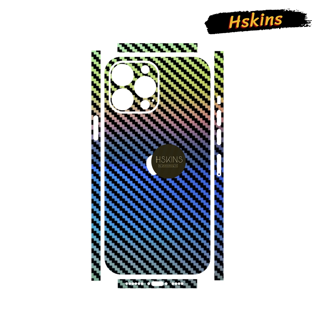 Miếng dán skin carbon 3D 7 màu iPhone 14 Pro Max / 13 Pro Max / 12 Pro Max / 11 Pro Max /  Xs max lưng full viền