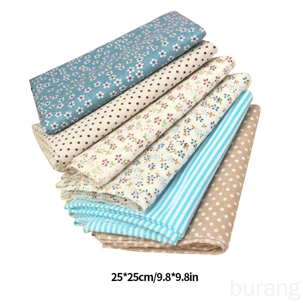 Set 6 tấm vải cotton họa tiết hoa chấm bi kẻ sọc dành cho làm đồ thủ công