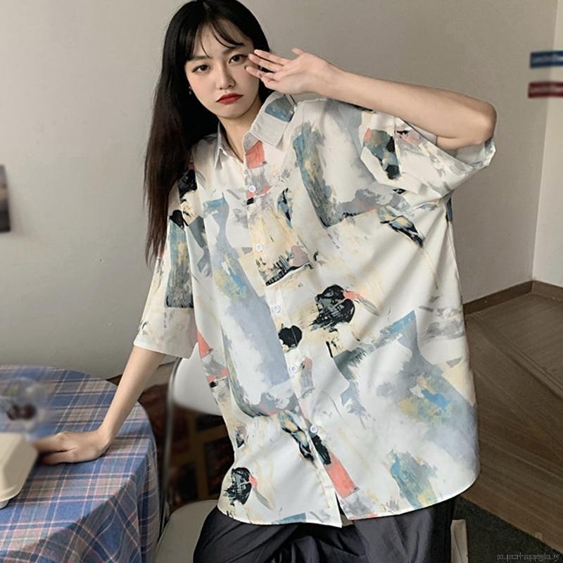 Áo sơ mi tay ngắn cổ bẻ phong cách Hàn Quốc thời trang dành cho nữ