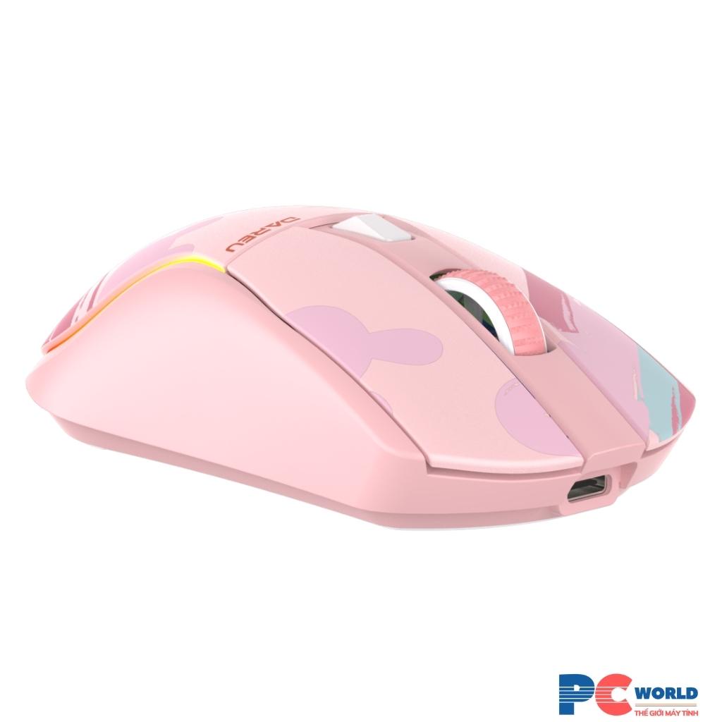 Chuột không dây Gaming DAREU A950 Triple mode (Black / Pink) - siêu nhẹ, kèm Dock sạc nhanh