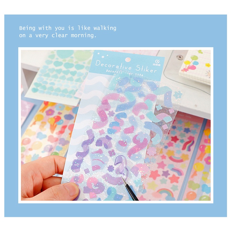 Sticker màu sắc cầu vồng SK07A - Nhãn dán lấp lánh trang trí sổ