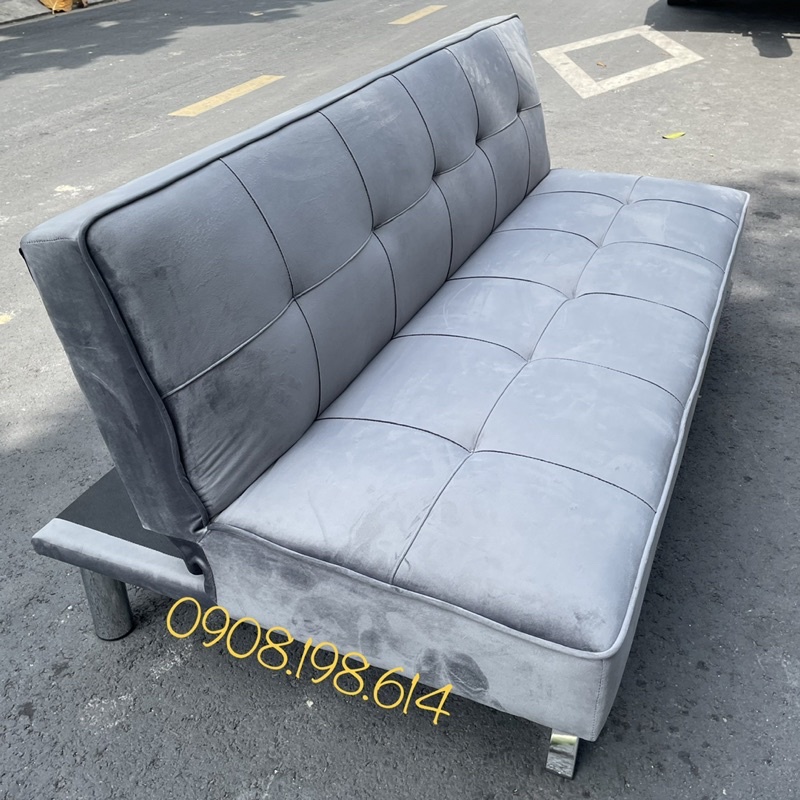 Sofa Giường - Sofa Bed vải Nhung màu xám