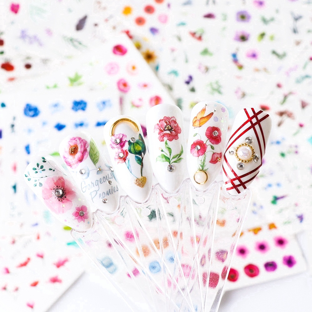Set 24 Miếng Dán Trang Trí Móng Tay Hình Hoa Hồng