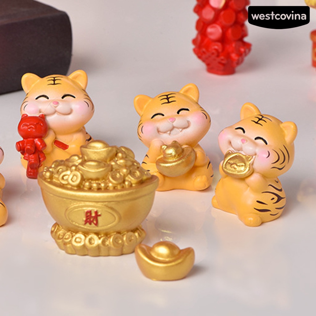 Mô hình hổ mini bằng nhựa resin chống mòn để bàn trang trí nhà cửa