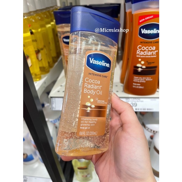 Vaseline Cocoa Radiant Body Oil- Dưỡng Ẩm Vaseline toàn thân dạng Gel Oil