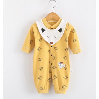 [Winshop] Bộ body cho bé dài tay kèm yếm cáo