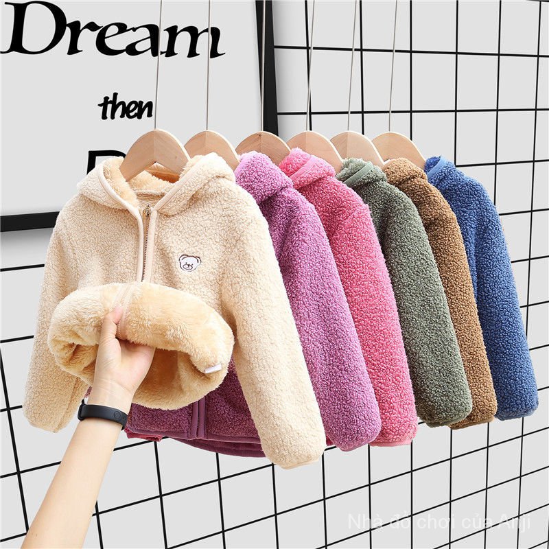 Winter fashion children's jacket woolen thick velvet