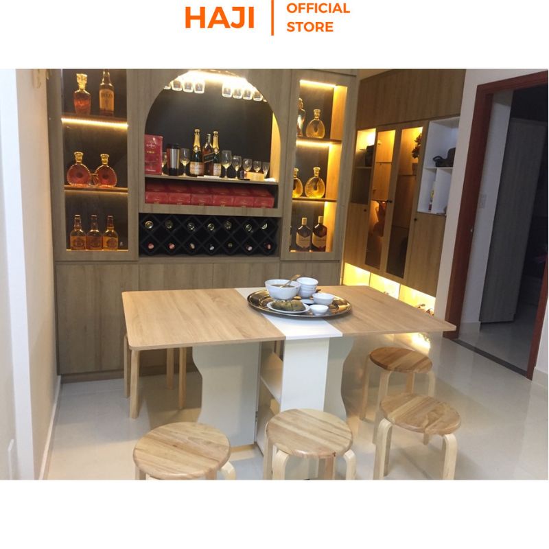 Bàn ăn thông minh HAJI thu gọn tiết kiệm diện tích có bánh xe di động BTM5