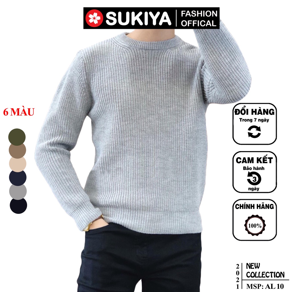 Áo Len Nam cổ tròn hàng hiệu SUKIYA Chất dày dặn Fom Hàn Quốc đẹp AL10 ".