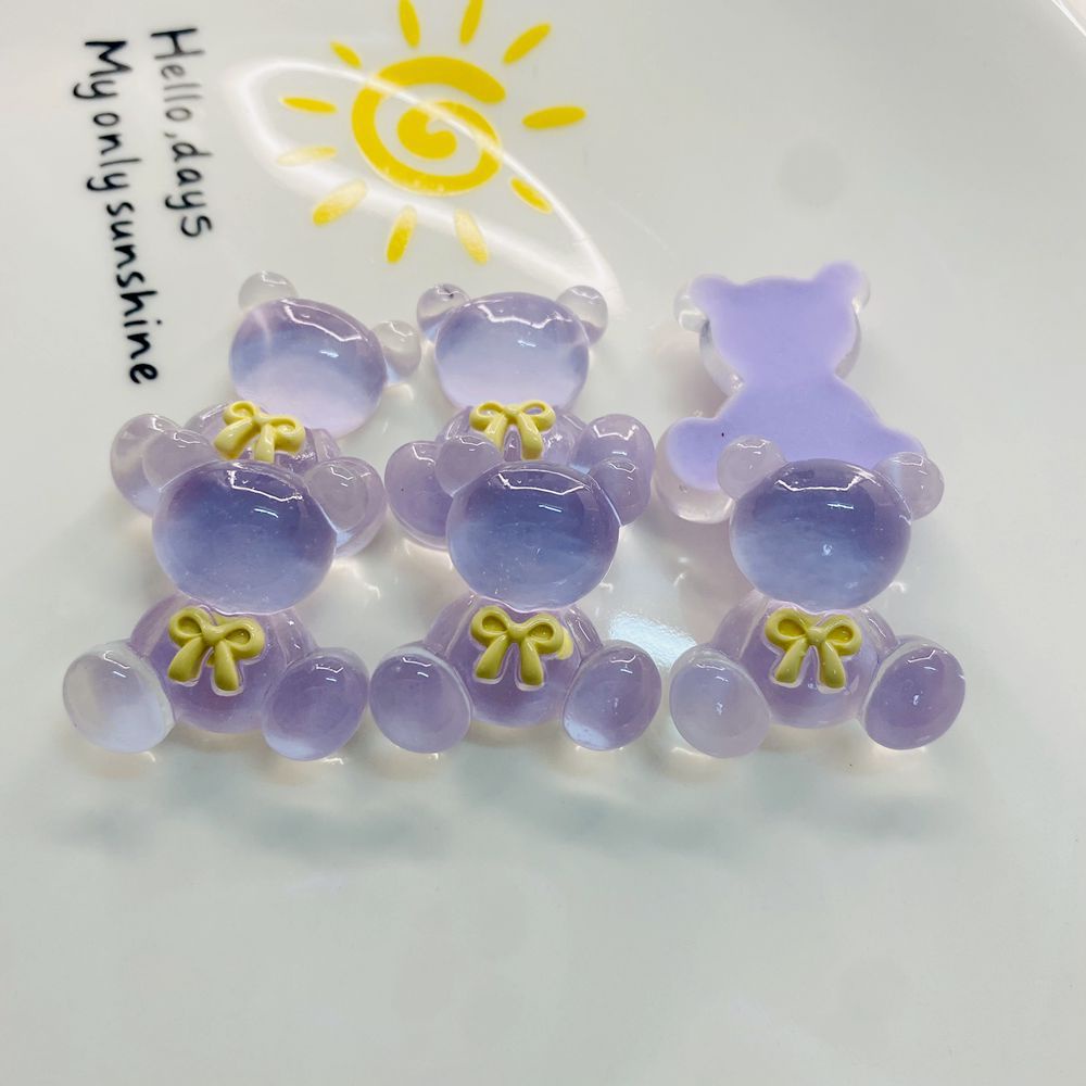 Set 10 Miếng Dán Kẹp Trang Trí Điện Thoại/Sổ Tay Hình Gấu/Cà Vạt Trong Suốt DIY