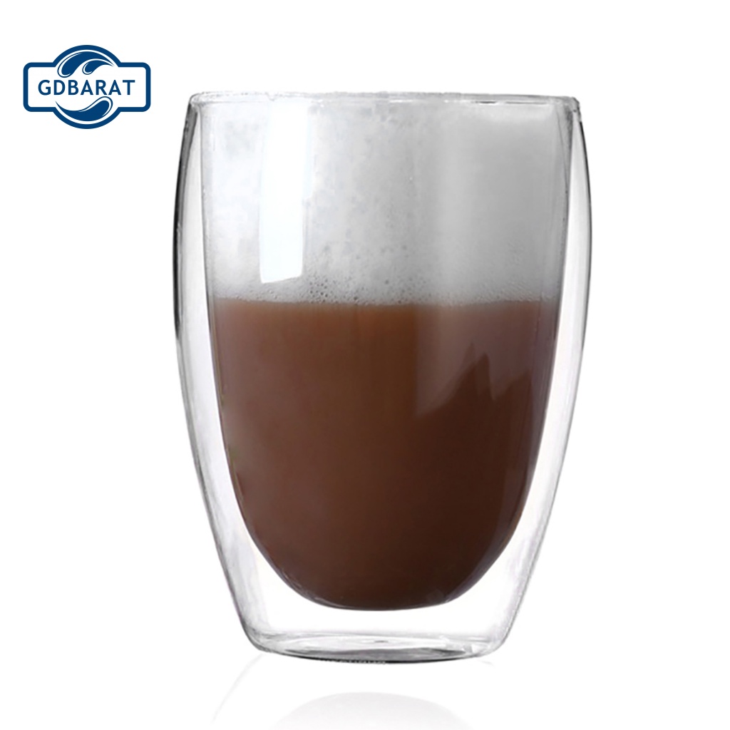 [NYCA Stock] Cốc Uống Sữa Hai Lớp Bằng Thủy Tinh Bề Mặt Mịn