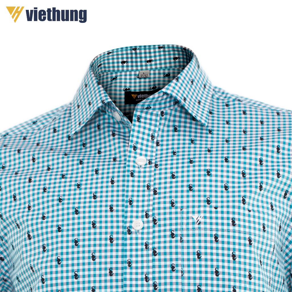 Áo Sơ Mi Nam Ngắn Tay Dáng Ôm VIỆT HƯNG Chất Vải Tổng Hợp Cotton Thoáng Mát Thiết Kế Vạt Bầu Họa Tiết Caro Nhiều Màu | BigBuy360 - bigbuy360.vn