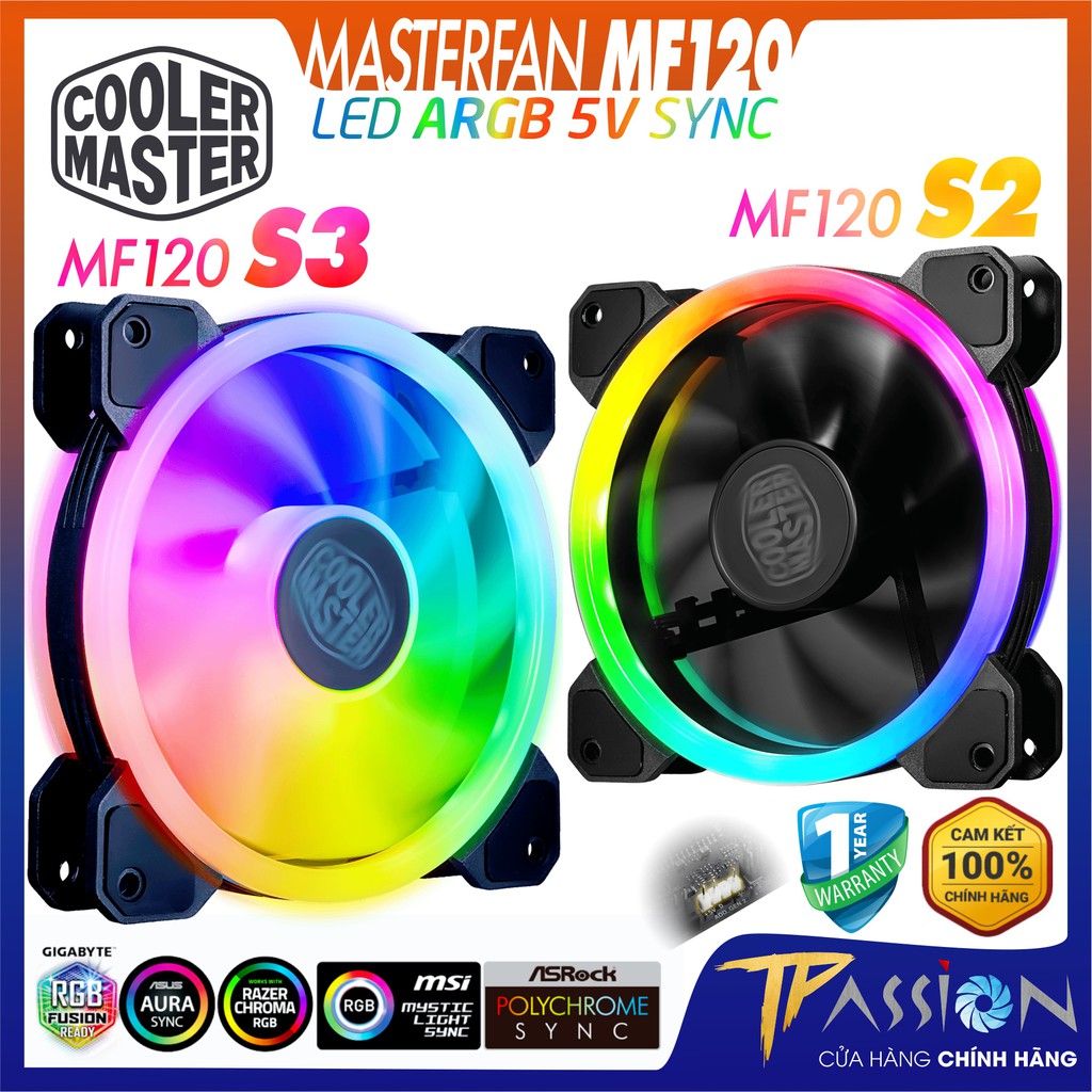 Quạt tản nhiệt Cooler Master MasterFan MF120 S2 | S3 ARGB Halo Led - Chính hãng, fancase