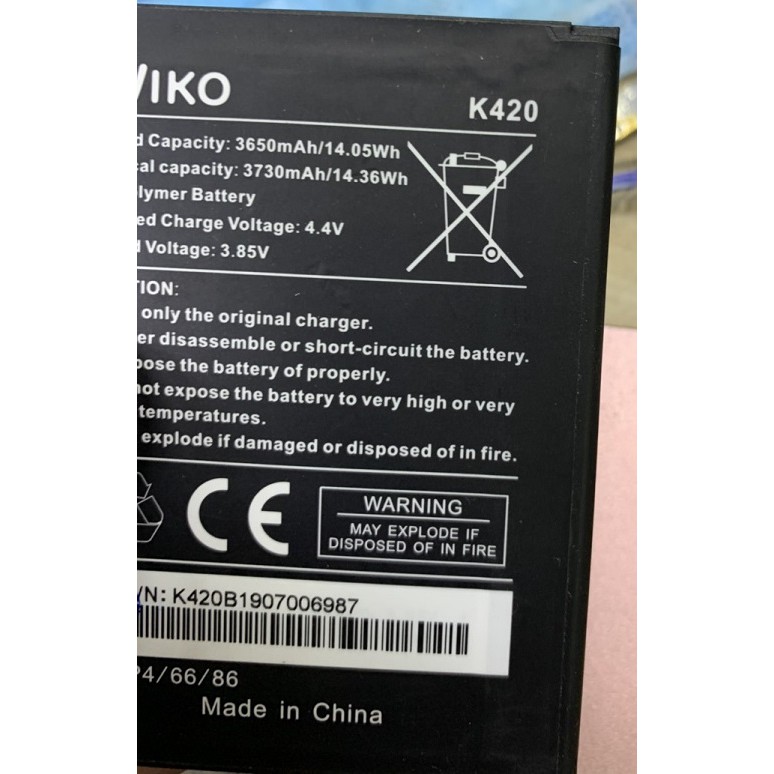 Pin Wiko Jerry 4 K420 3730mAh
