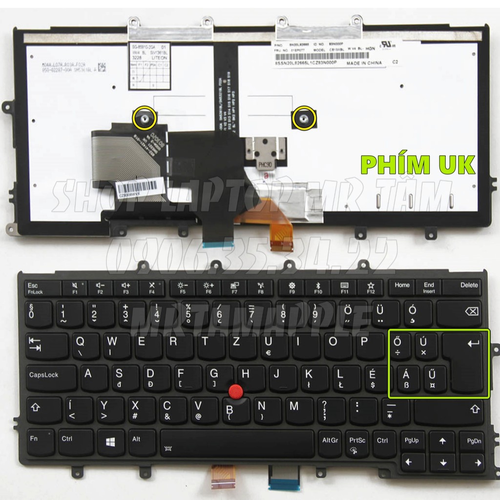 (KEYBOARD) BÀN PHÍM LAPTOP LENOVO X240 dùng cho Thinkpad X240 X240s X250 X260 X270, 04Y0910