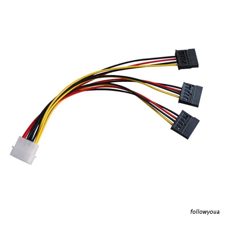 1 Dây Cáp Nối Mở Rộng Kết Nối Nguồn IDE Molex Sang 3 SATA 4 Pin Cho Máy Tính