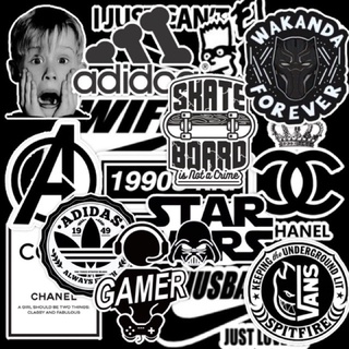 Bộ sticker Brand Trắng đen dán điện thoại laptop