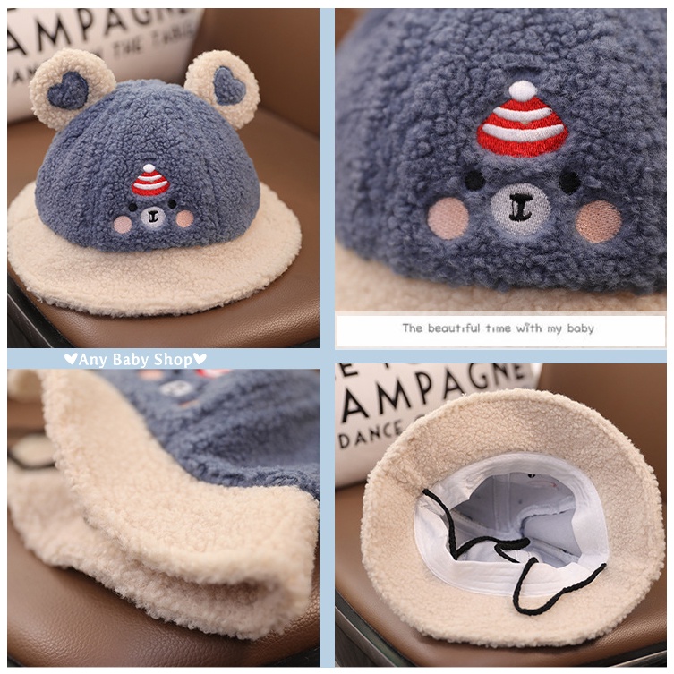 Mũ nón Bucket rộng vành tai gấu in hình trái tim thời trang cho bé trai và bé gái nhiều màu siêu cute    ❣❣