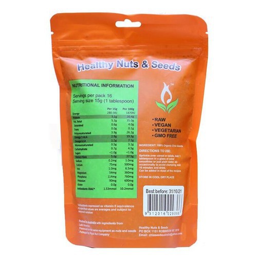 Hạt Chia Hữu Cơ Healthy Food Organic Chia Seed Orange Bag 250g - Úc