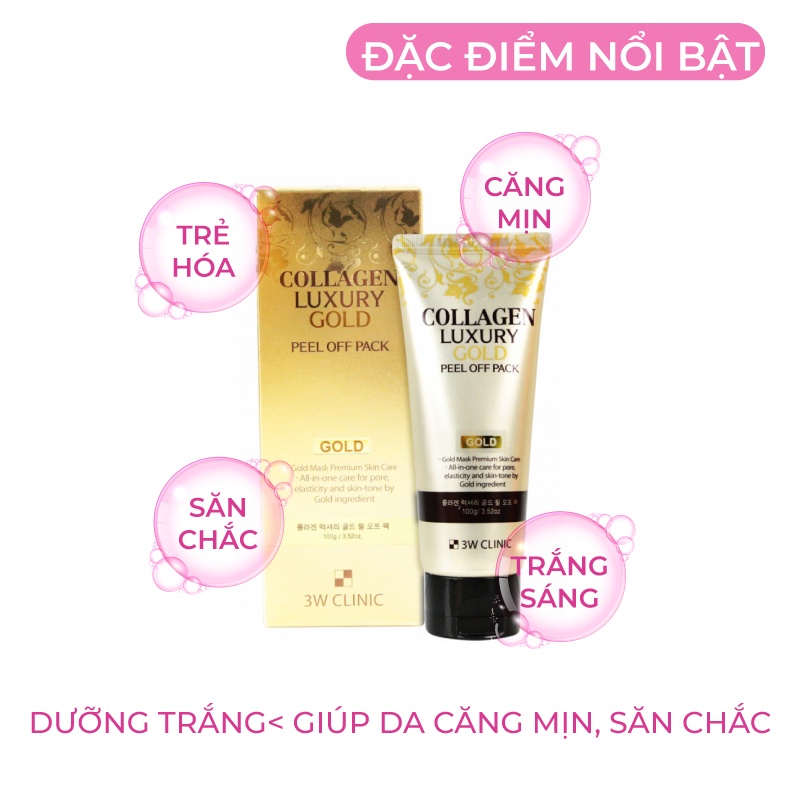 Mặt nạ lột dưỡng trắng da giảm mụn tinh chất vàng 24K 3W CLINIC Hàn Quốc 100ml