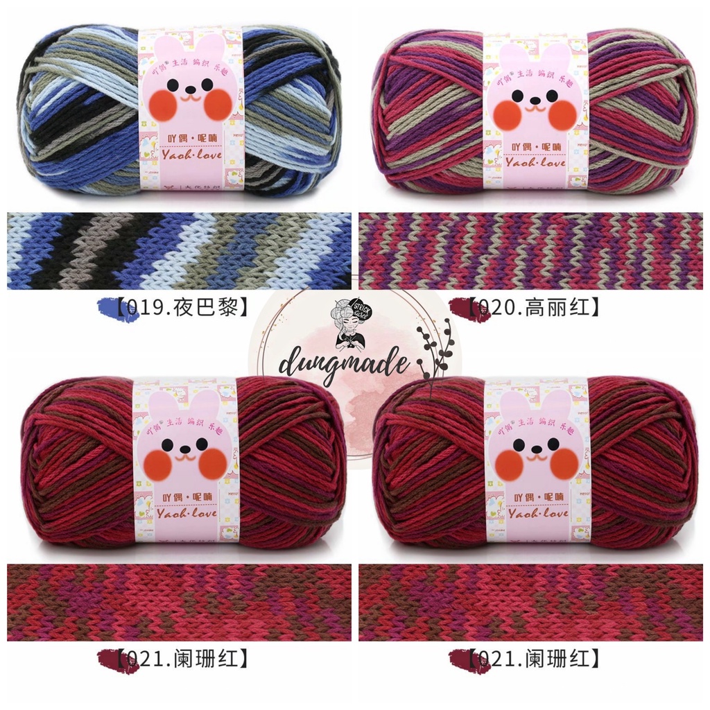 Len đan khăn mũ cuộn len acrylic màu Loang yaoh wool đan móc 100gram