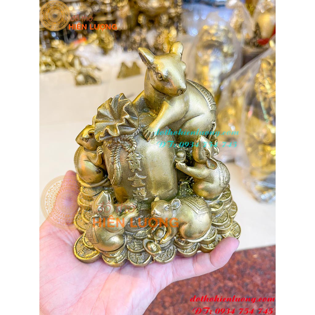 Tượng Chuột Ngũ Phúc Bằng Đồng- Gia Đình Chuột-Tượng Linh Vật Phong Thủy Bằng Đồng