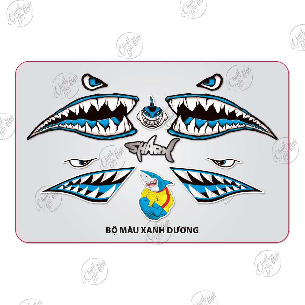 BigShark - Bộ tem hàm cá mập nhám nhiều màu decal chống nước dán xe laptop | BigBuy360 - bigbuy360.vn