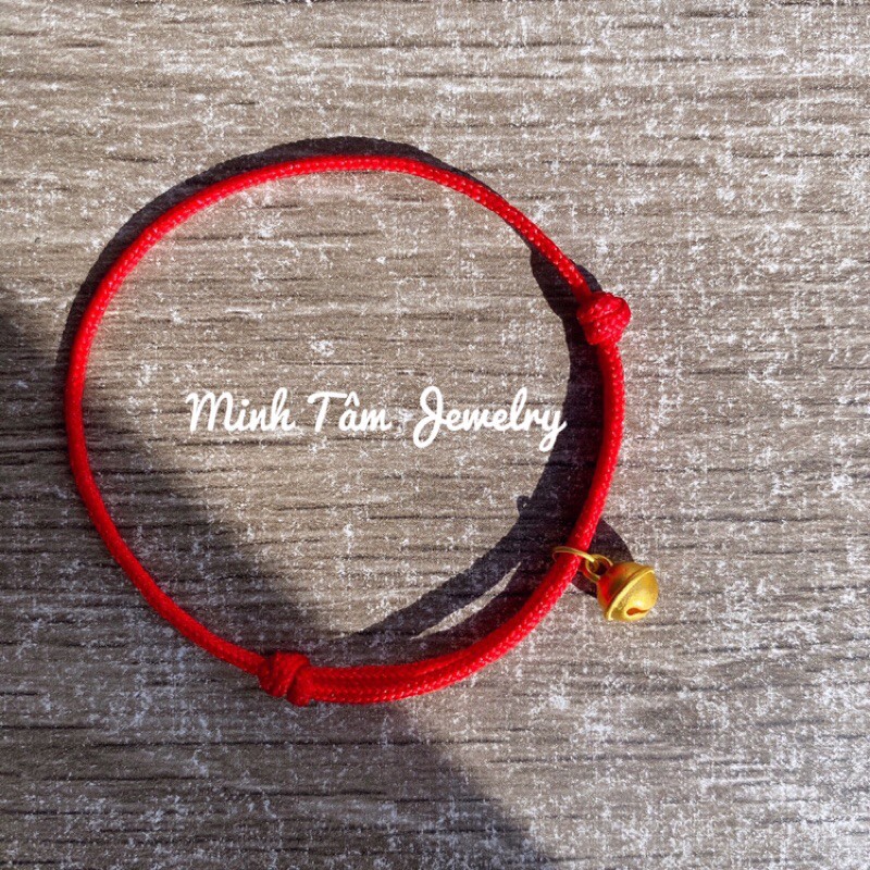 Chuông treo Au 24k Vòng tay chỉ đỏ may mắn chuông 24k mini-Minh Tâm Jewelry