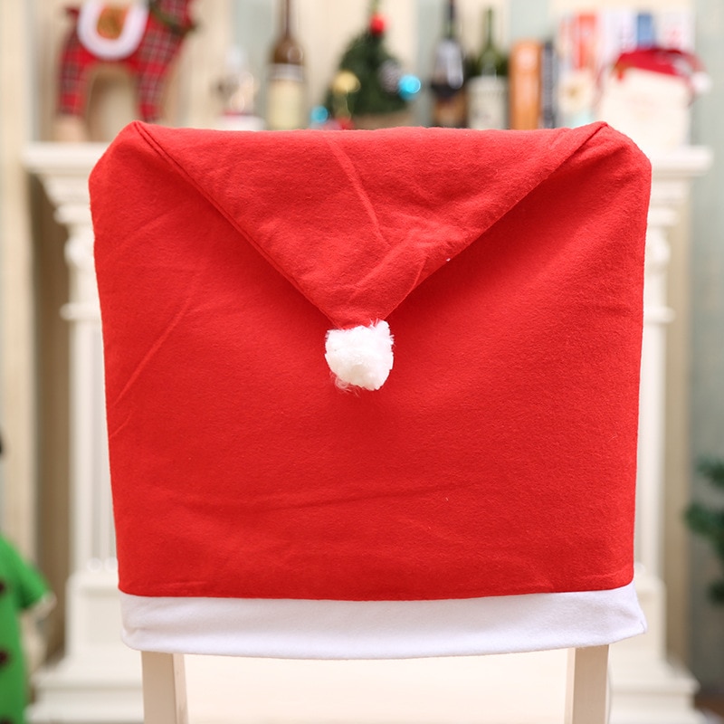 Christmas Chair Covers Santa Claus Hat Christmas Dinner Chair Back Covers Table Party Decor New Year Party Supplies