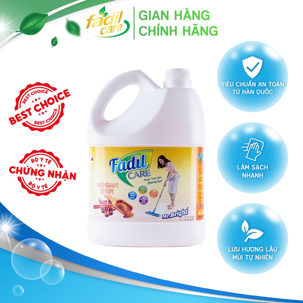 Nước lau nhà đuổi muỗi Fadil Care, Nước lau sàn công nghệ Hàn Quốc, Chai 4 lít