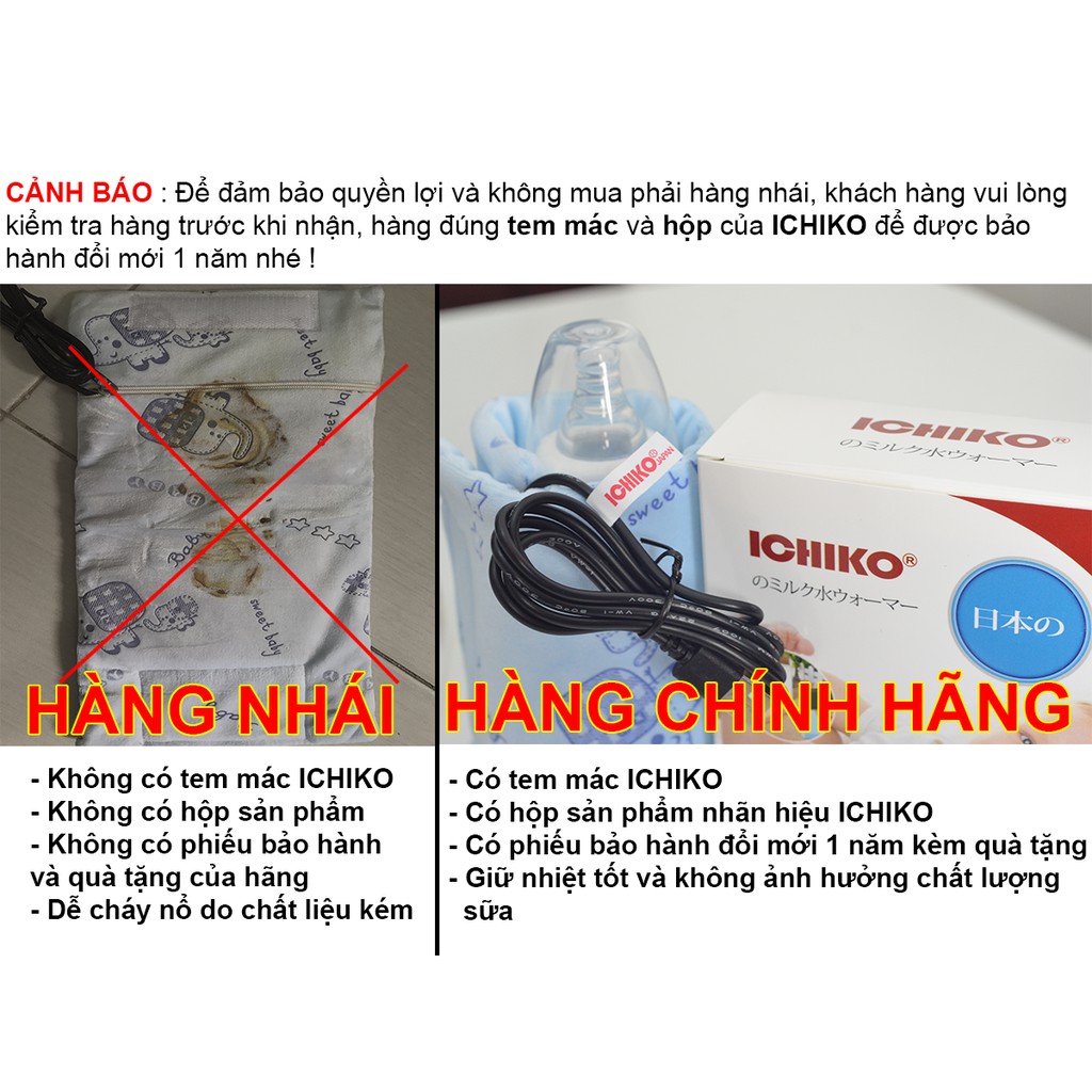 Túi Ủ Bình Sữa Ichiko Nhật Bản ( Chính Hãng Có Hộp - Tặng Kèm Quà )