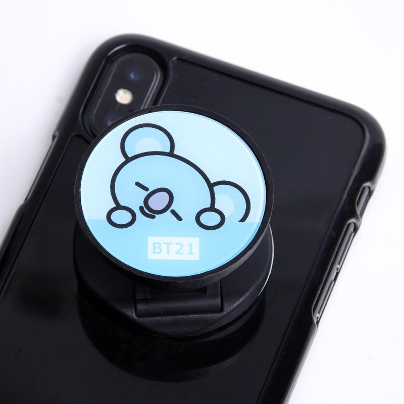 ☋♨New Style Kpop BT21 BTS Cartoon Cute Animals Mobile Phone Air Bag Bracket Retractable Folding Holder Dây điện thoại d