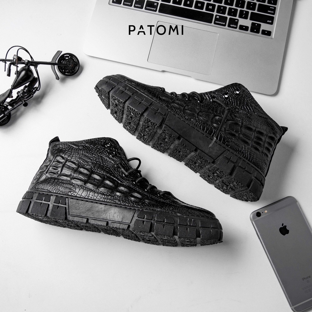Giày thể thao nam da cá sấu cổ cao chính hãng PATOMI, giày sneaker nam cao cấp phong cách Hàn Quốc-G429 | BigBuy360 - bigbuy360.vn