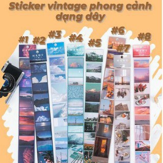 Set sticker vintage phong cảnh dạng dây