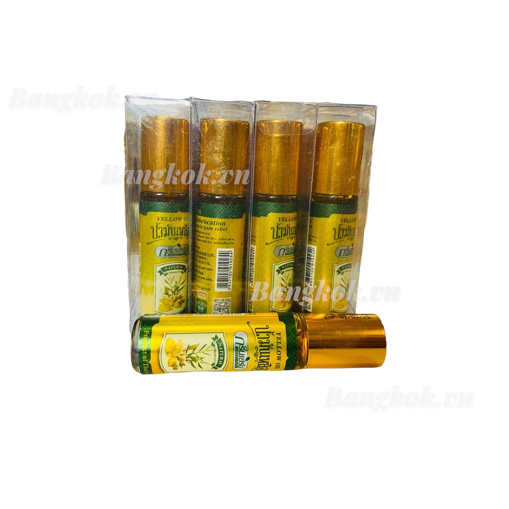 01 chai Dầu Nóng Yellow Oil Green Herb Thái Lan (Sâm - Nghệ Gừng - Sả)