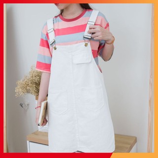 Đầm yếm nữ 🌹freeship🌹 đầm yếm dáng suông vintage basic đen trắng y1000