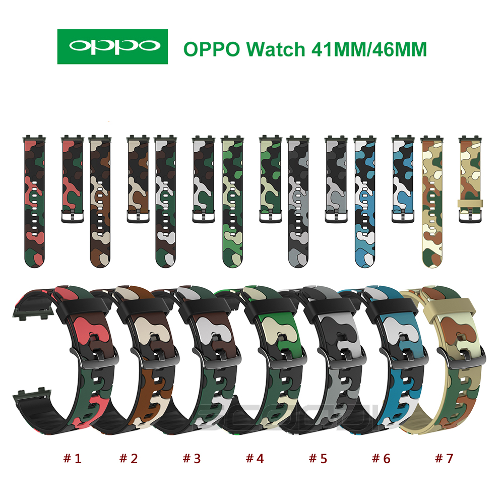 Dây Đeo Silicon Mềm Họa Tiết Rằn Ri Cho Đồng Hồ Thông Minh Oppo 41mm 46mm