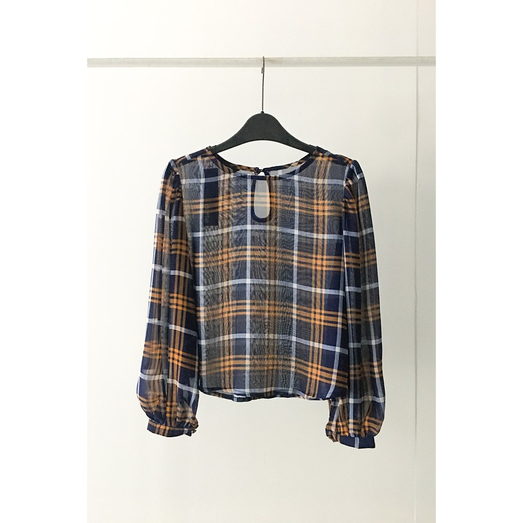 DOTTIE - Áo Tay Phồng Dài Caro Nữ T2541